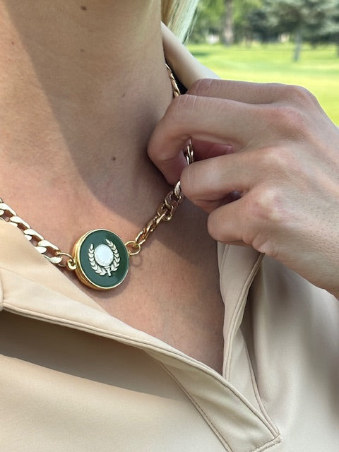 Gold Cuban Ball Marker Necklace Set