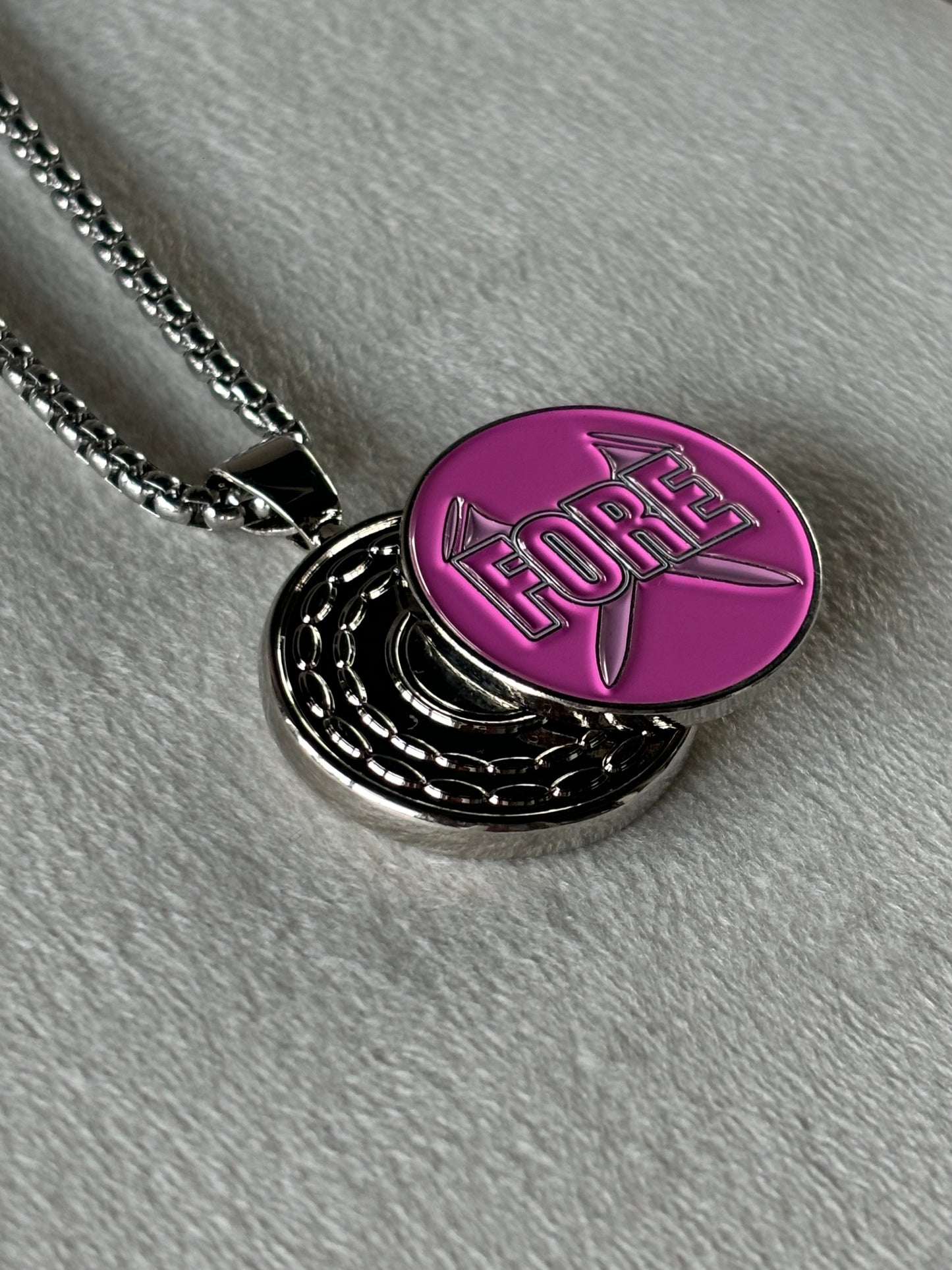 Silver Box Chain Ball marker Golf Necklace