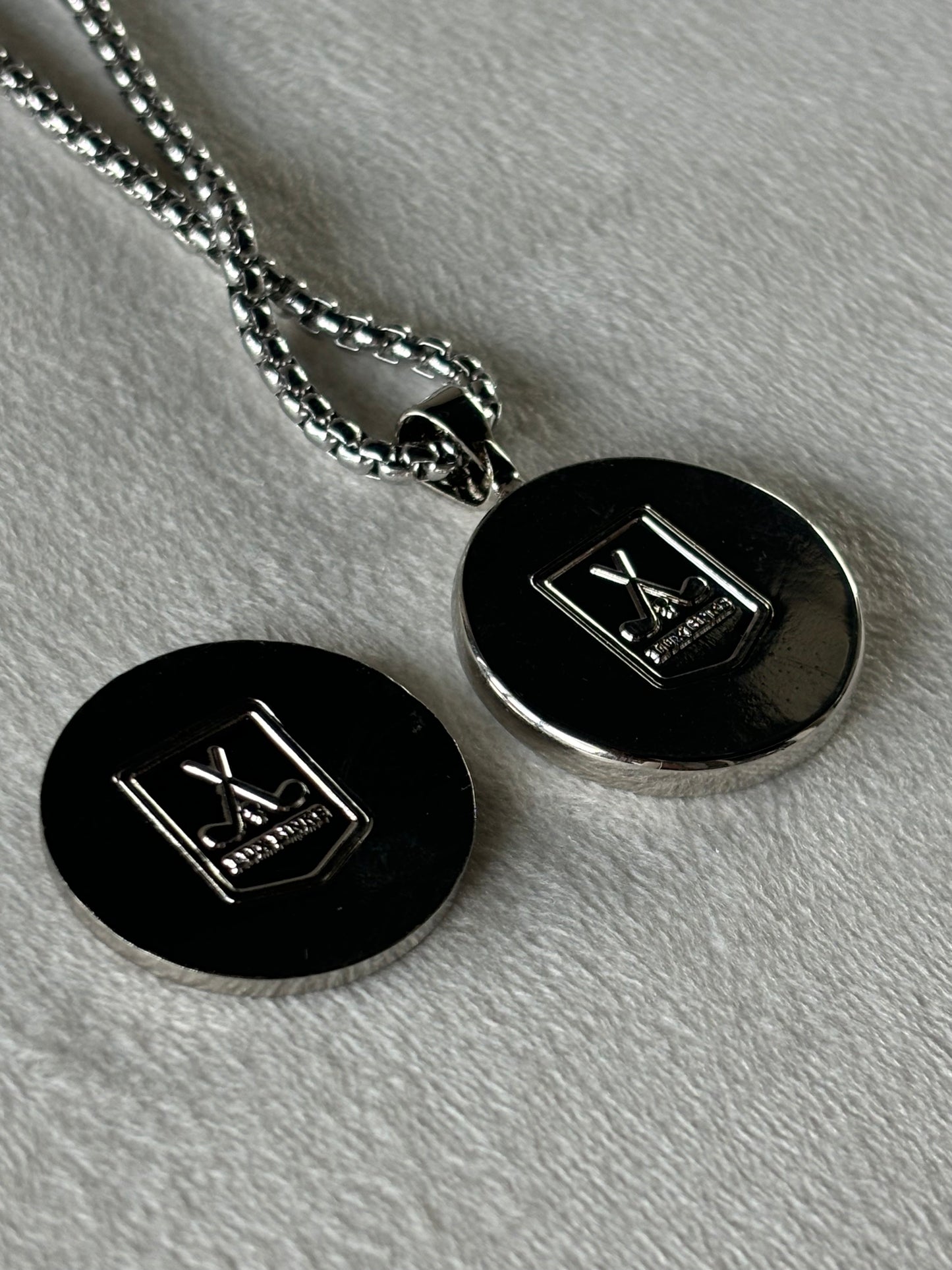 Silver Box Chain Ball marker Golf Necklace
