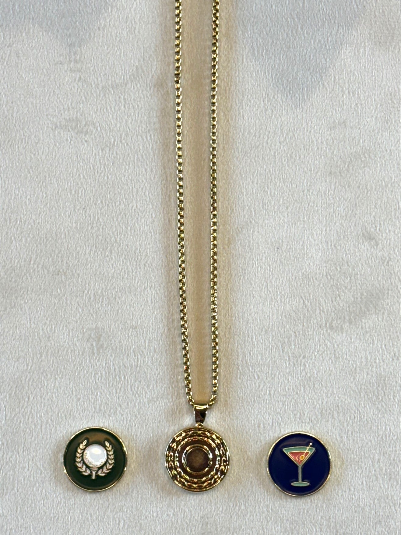 Gold Cuban Ball Marker Necklace Set