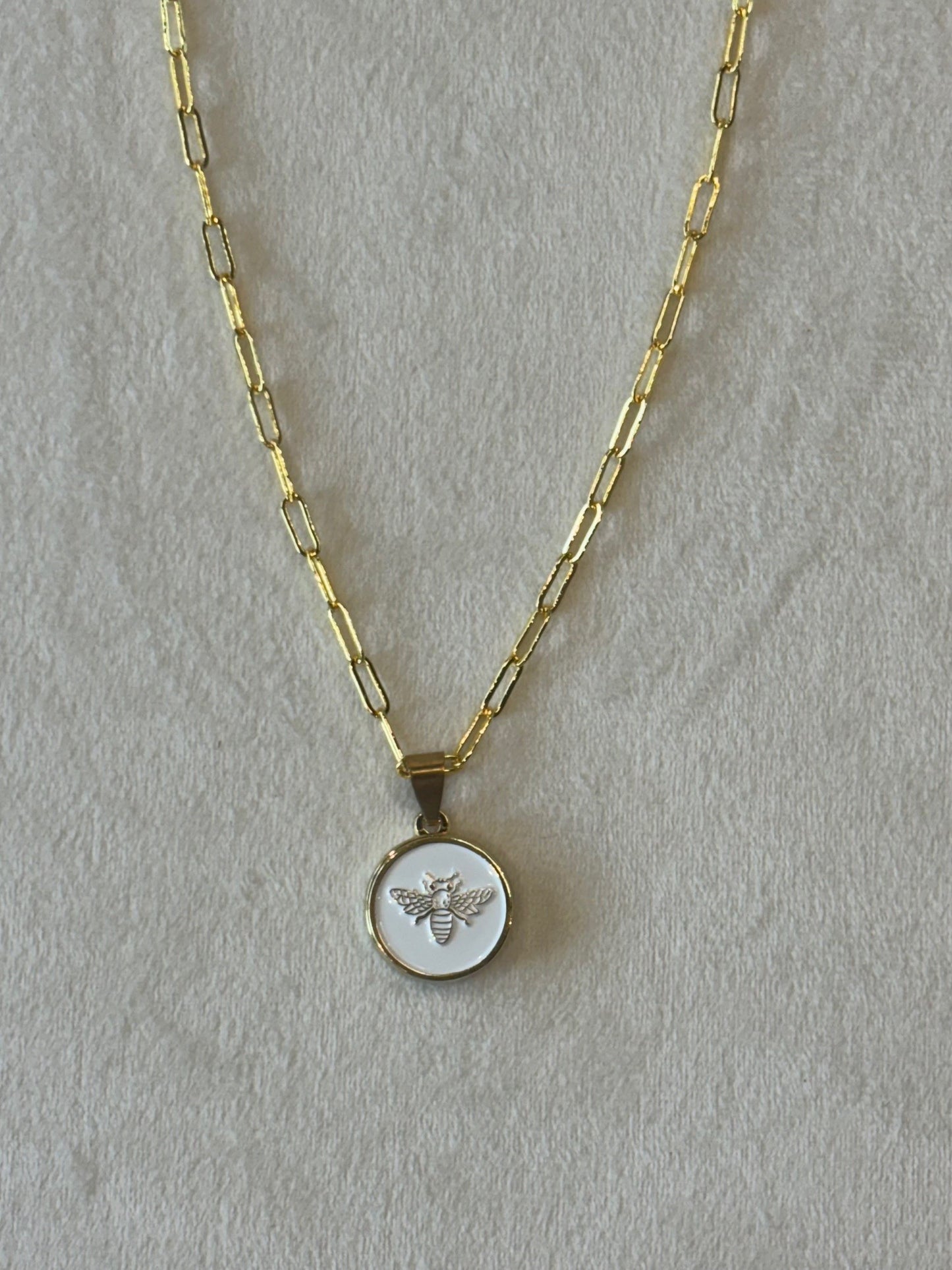 Gold Paperclip Chain Necklace- Ball Marker Set