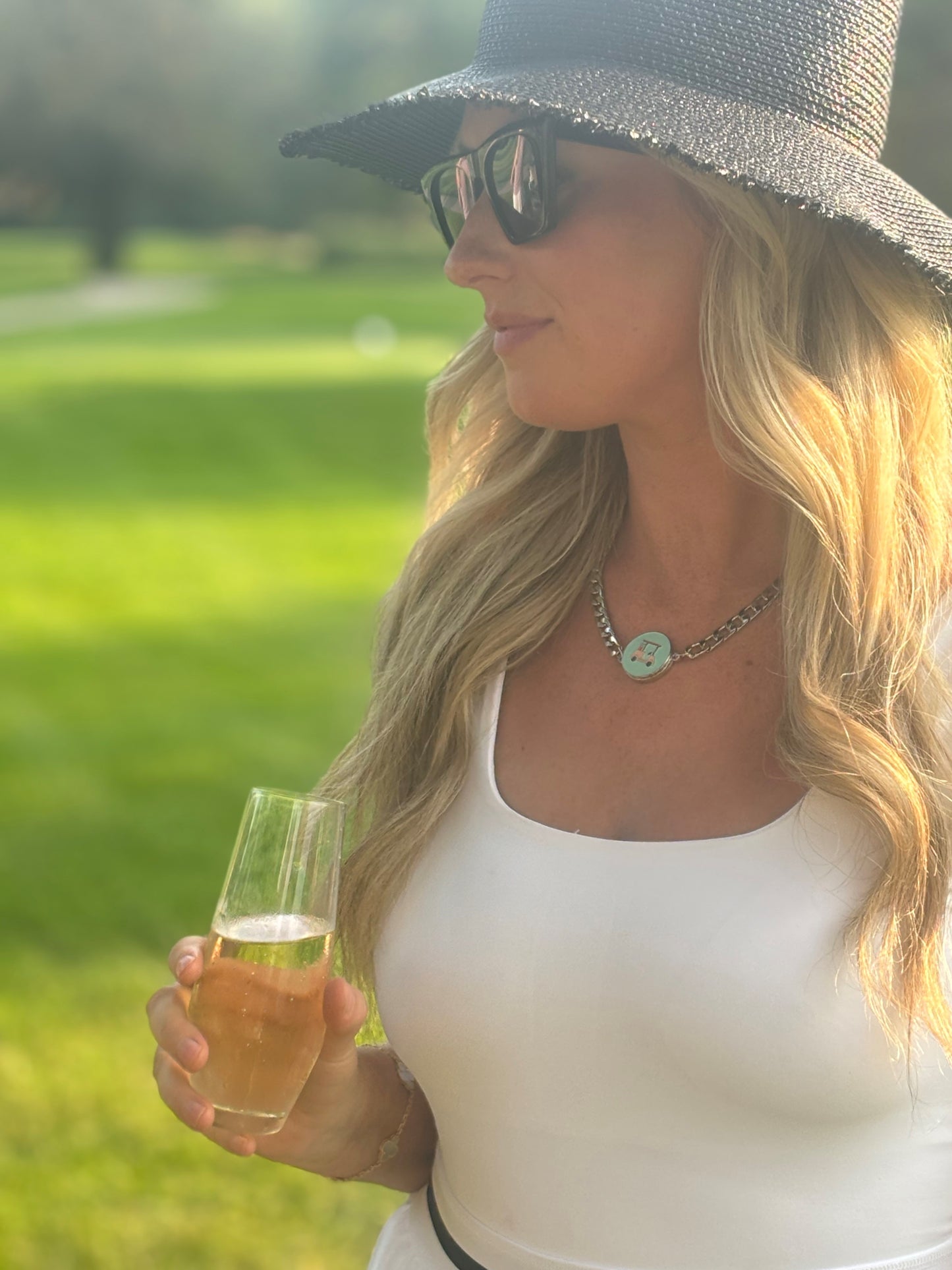 Silver Cuban Ball Marker Golf Necklace