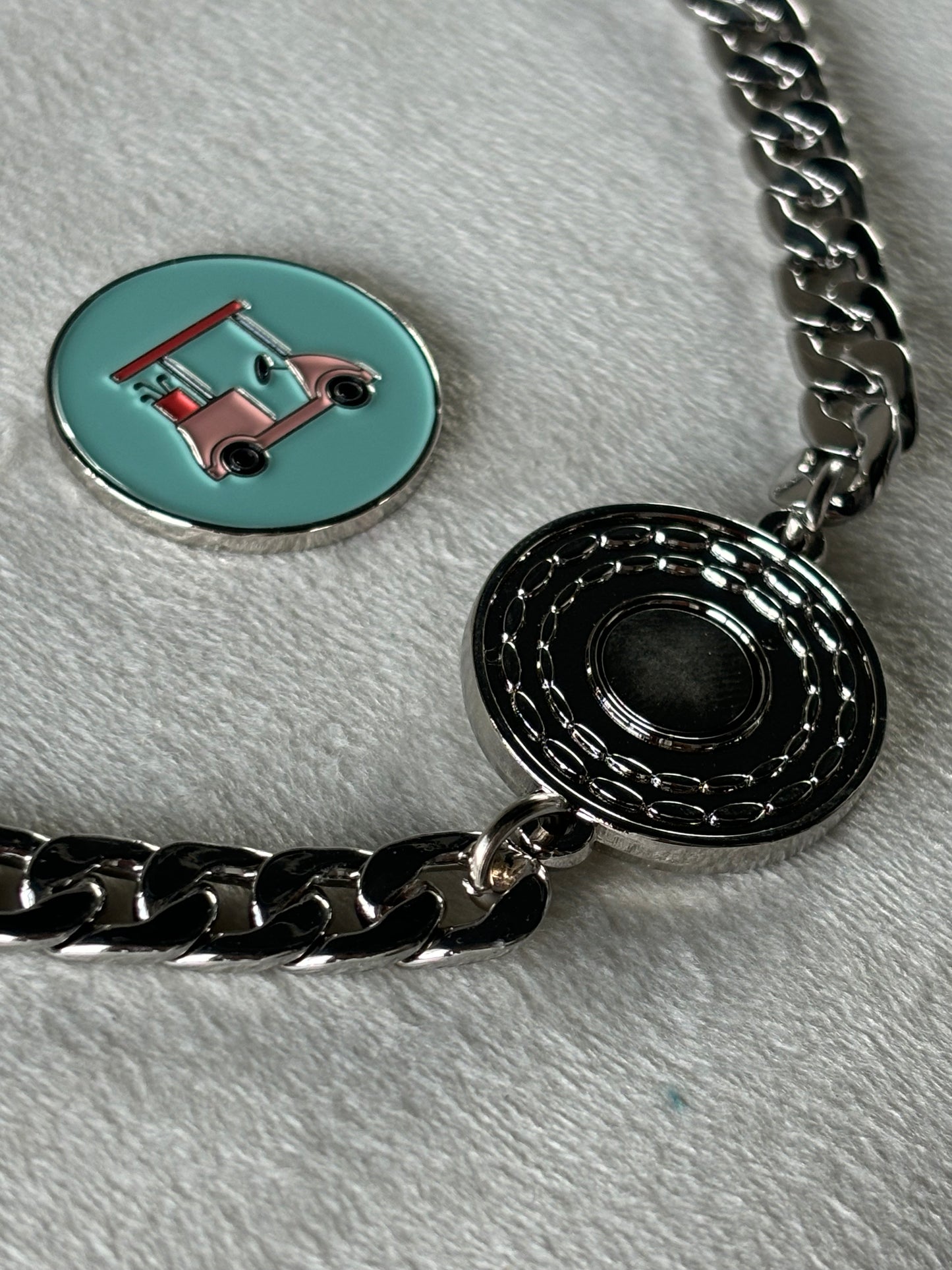 Silver Cuban Ball Marker Golf Necklace