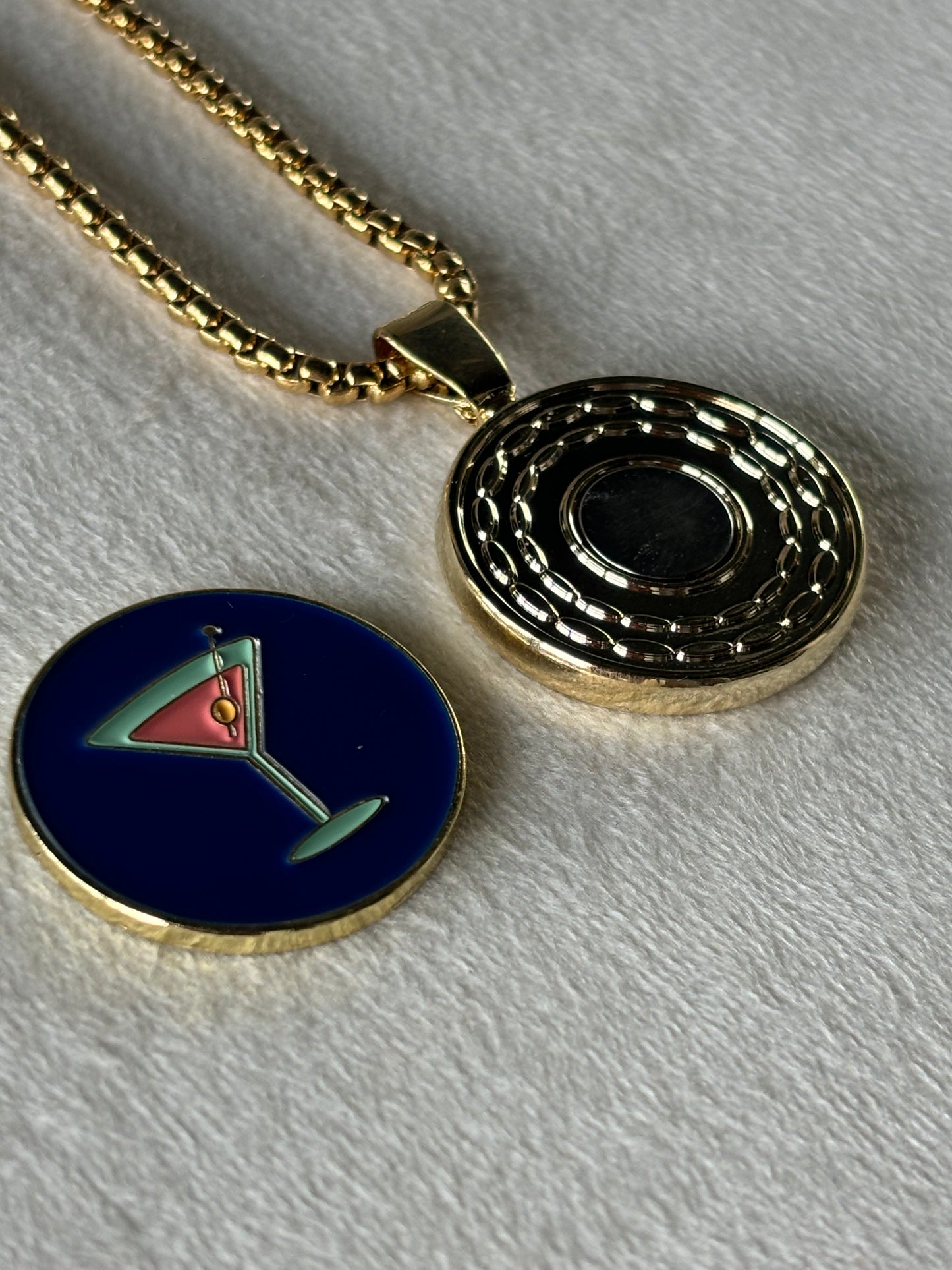 Gold Box Chain Golf Ball-Marker Necklace Set