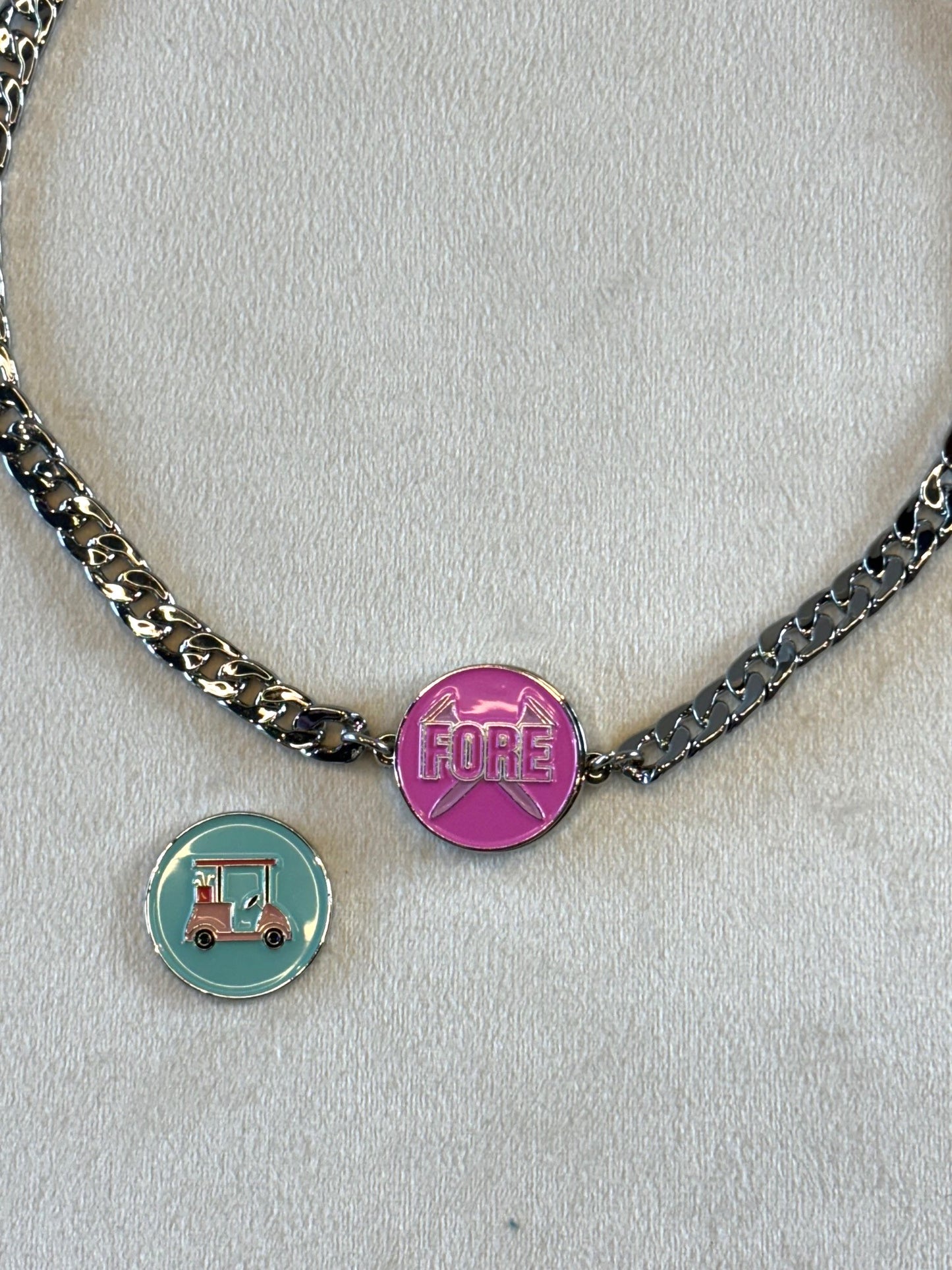 Silver Cuban Ball Marker Golf Necklace