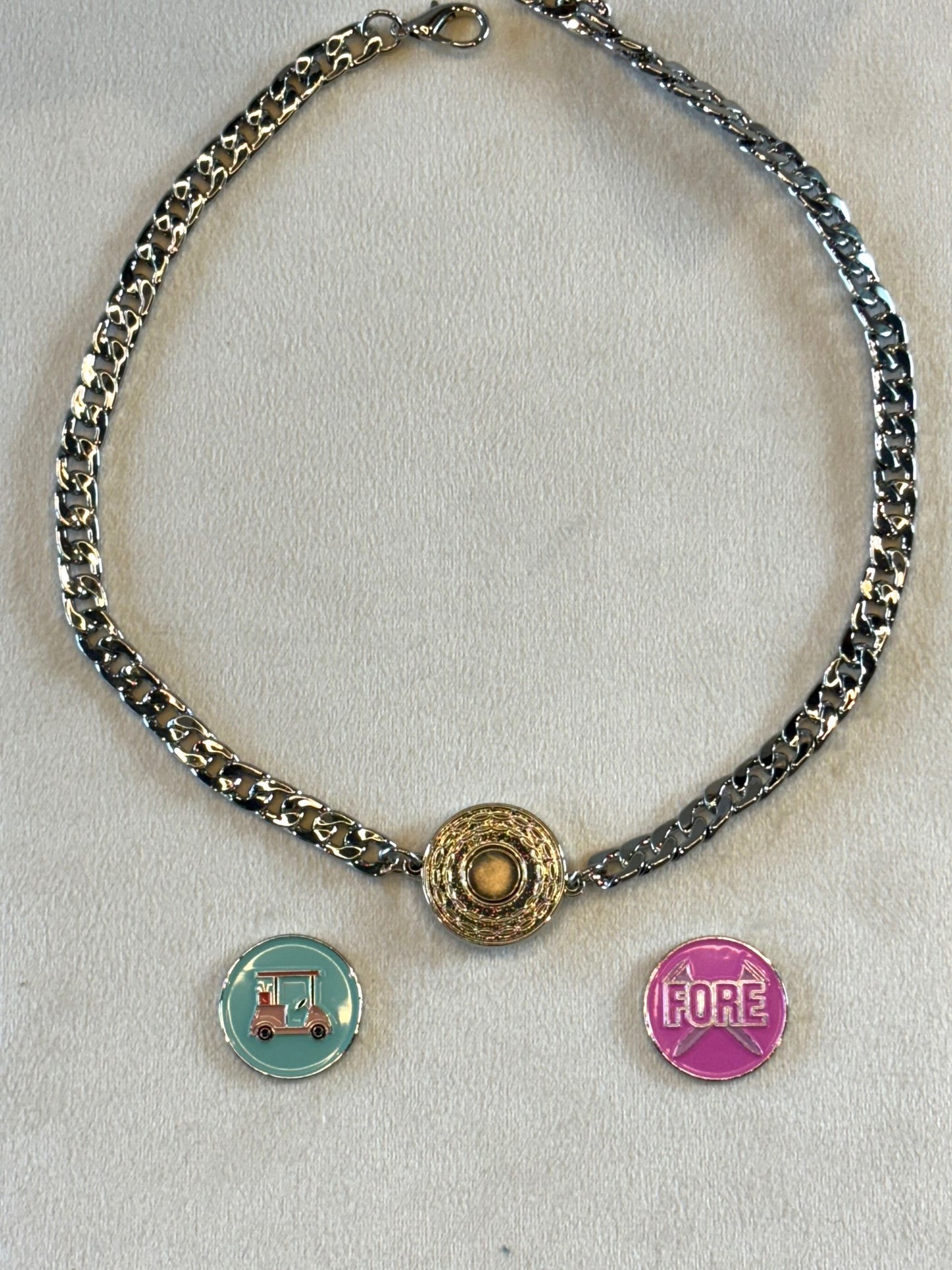 Silver Cuban Ball Marker Golf Necklace