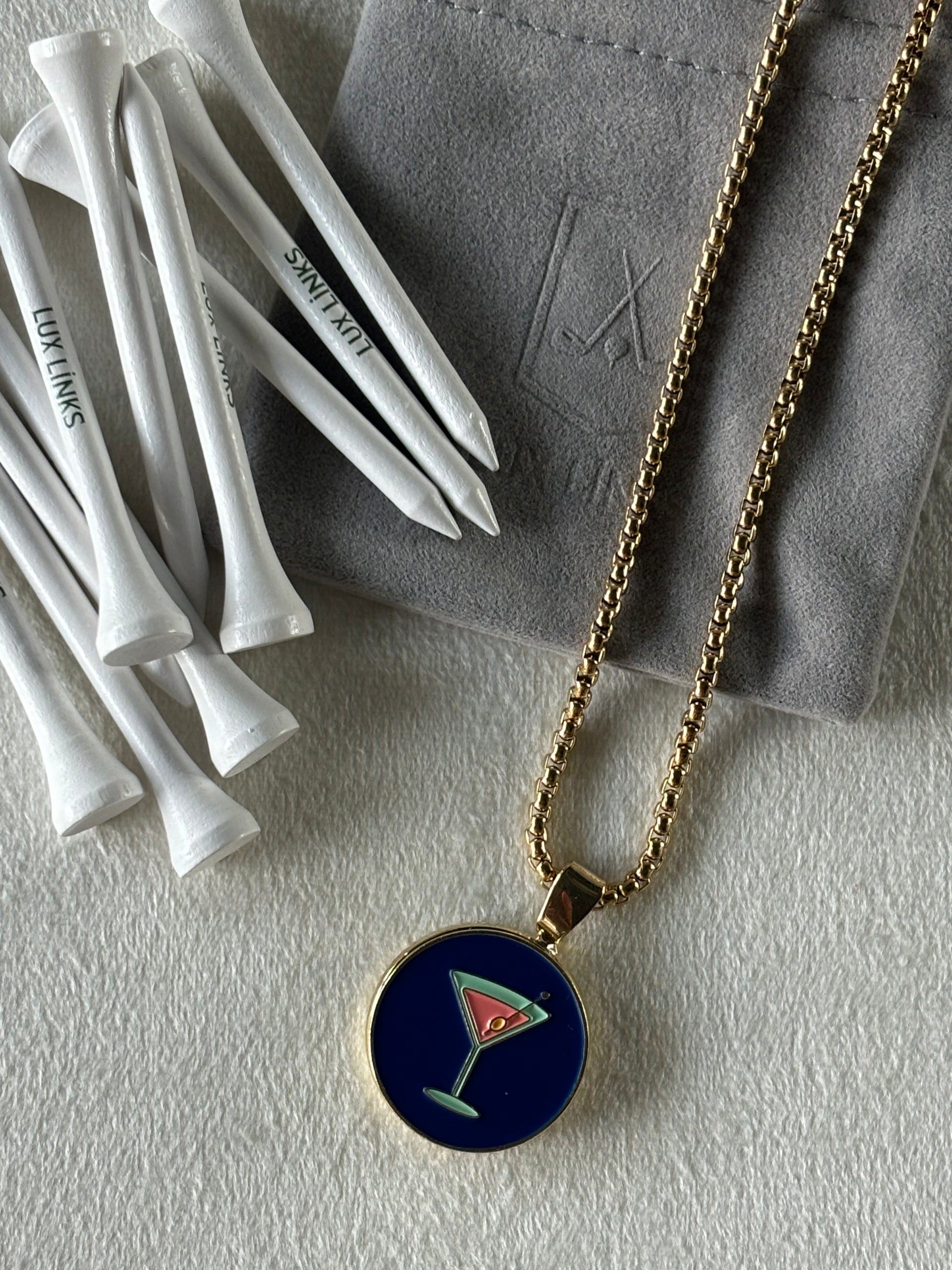 Gold Box Chain Golf Ball-Marker Necklace Set – Lux Links